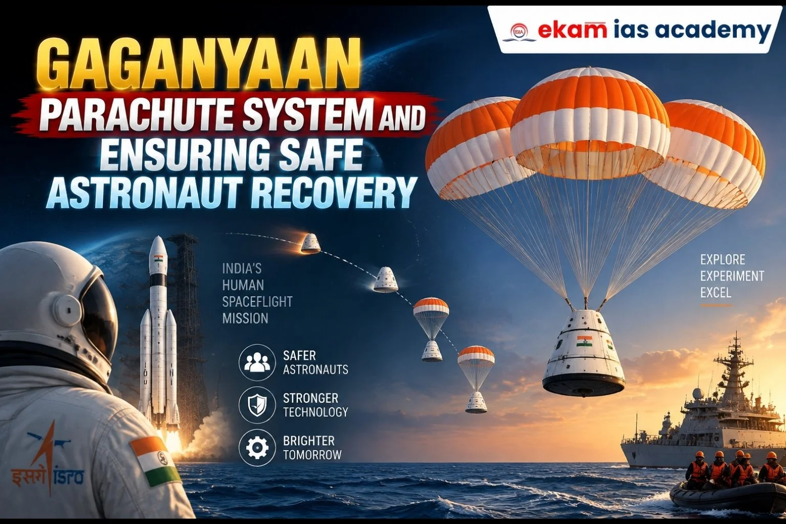 Gaganyaan Parachute System And Ensuring Safe Astronaut Recovery